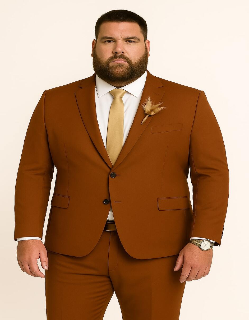 Menƒ??s Rust Brown Wedding Suit ƒ?? Modern Slim Fit Groom Suit for Fall Outdoor Ceremonies