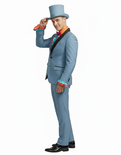 Dumb and Dumber Light Blue Tuxedo Costume for Men with Matching Top Hat – Classic 90s Party and Halloween Suit 4   - from alligatorwarehouse.com