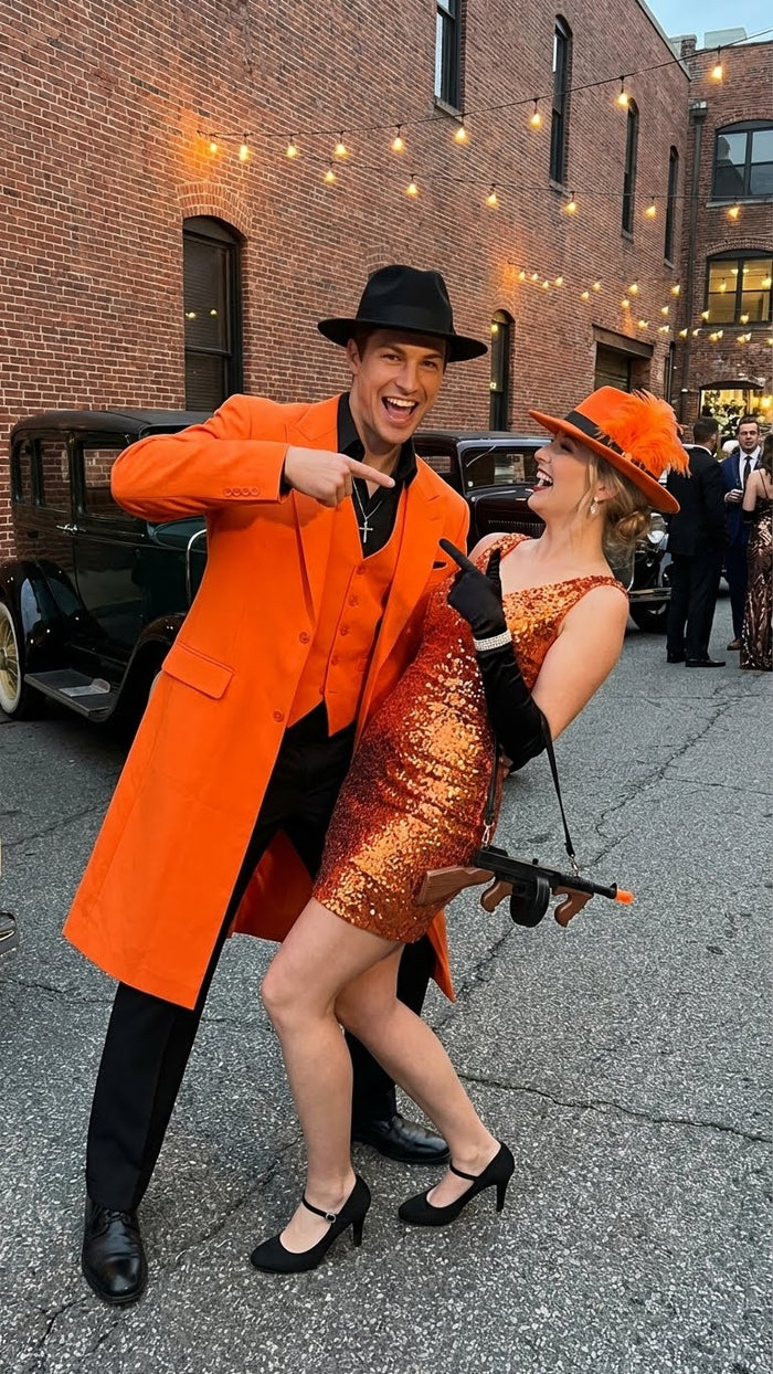 Men’s halloween Costume Orange Long Zoot Suit Set
