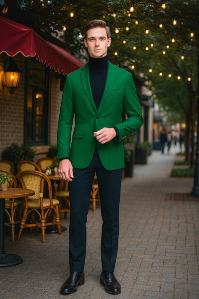 Mens Green Blazer – Stylish Casual and Formal Sport Coat for Parties, Weddings and Events in Emerald Green 4   - from alligatorwarehouse.com