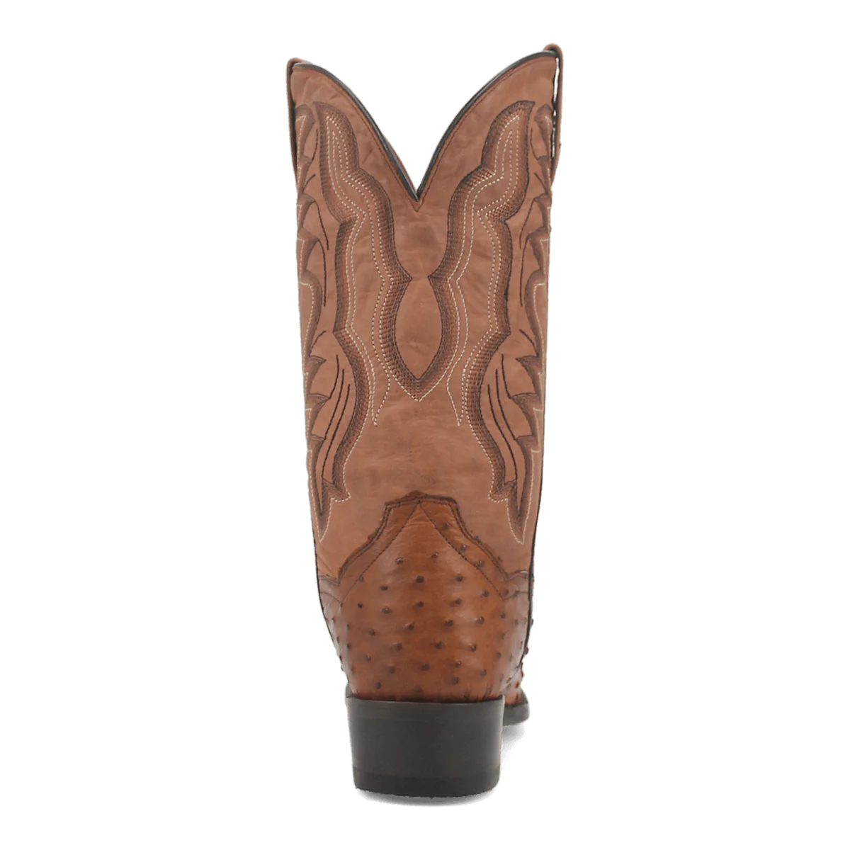 Dan Post Men's Tempe Full Quill Ostrich Round Toe Boots - Saddlebrown