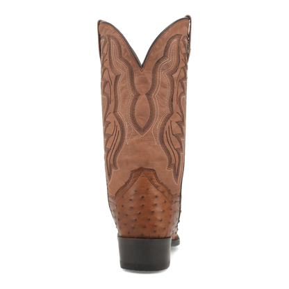 Dan Post Men's Tempe Full Quill Ostrich Round Toe Boots - Saddlebrown