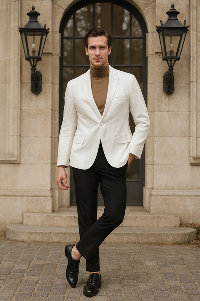 Men’s White Linen Blazer – Classic Two-Button Lightweight Sport Coat 4   - from alligatorwarehouse.com