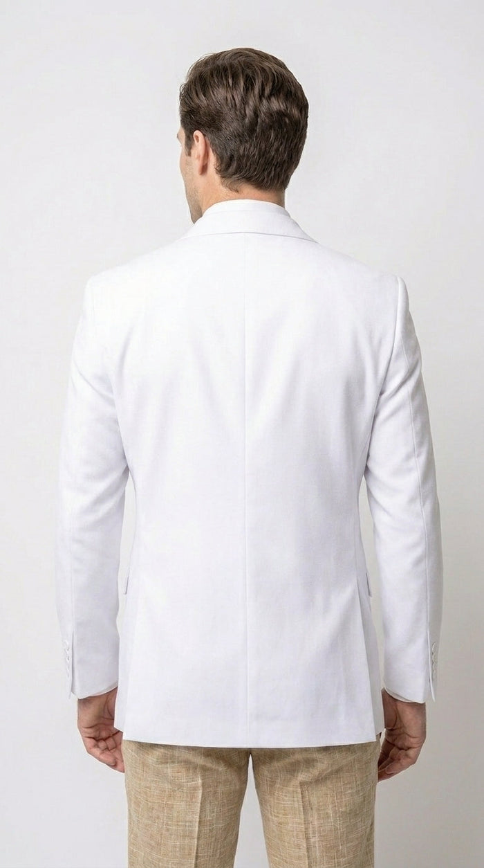 Men’s White Double Breasted Blazer, Formal Dress Jacket for Weddings, Prom, Parties, Dinner Events, and Special Occasions