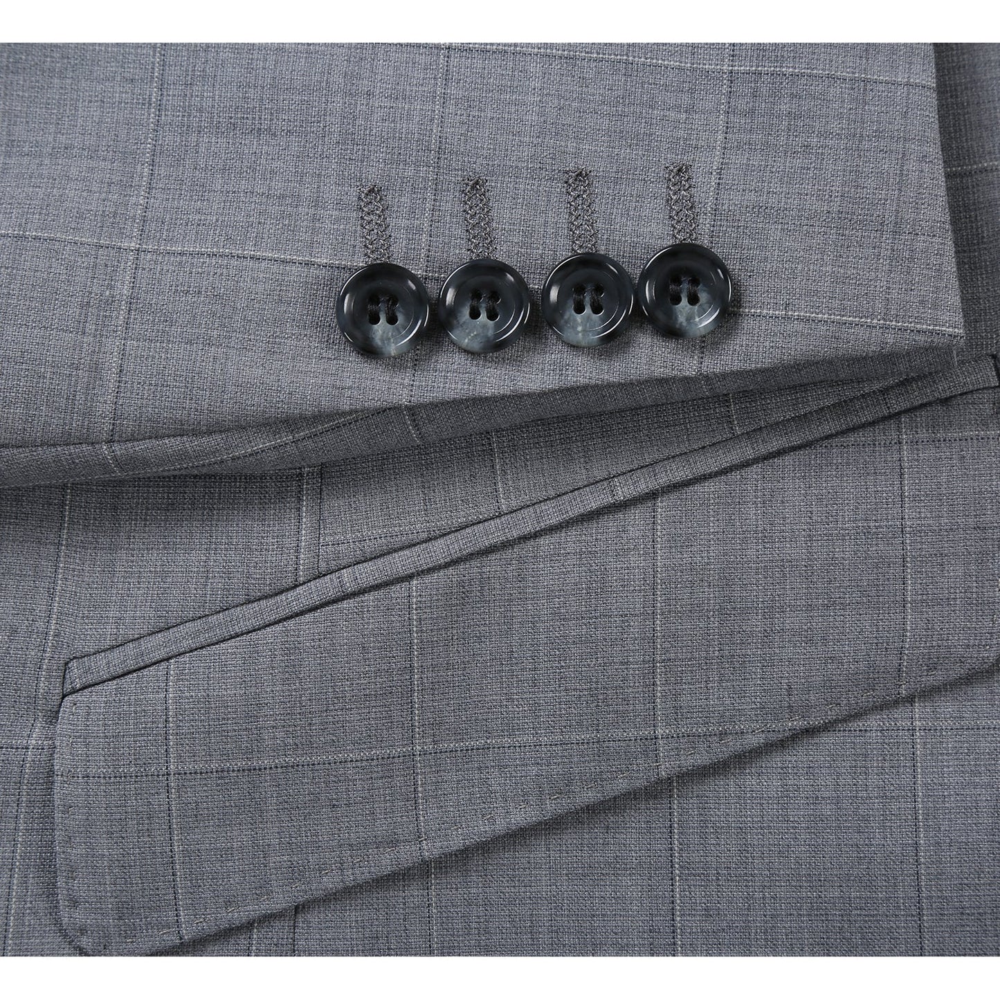 564-1 Men's Classic Fit Wool Blend Stretch Checked Suit