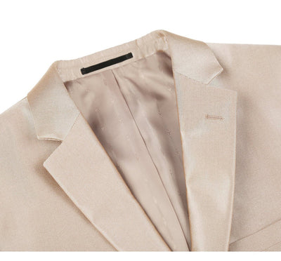 Mens Basic Two Button Slim Fit Suit with Optional Vest in Shiny Champagne Tan Sharkskin 3 XD-0566  - from alligatorwarehouse.com