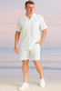 Mens White Seersucker Short Set – Lightweight Summer Outfit with Shirt and Shorts 4   - from alligatorwarehouse.com