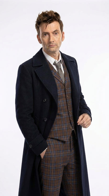 Men’s Black Long Overcoat – Doctor Who Fourteenth Doctor David Tennant Inspired Costume Coat
