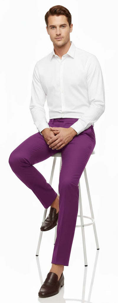 Mens Slim Fit Light Purple Dress Pants – Modern Formal Trousers for Business, Weddings and Parties 4   - from alligatorwarehouse.com