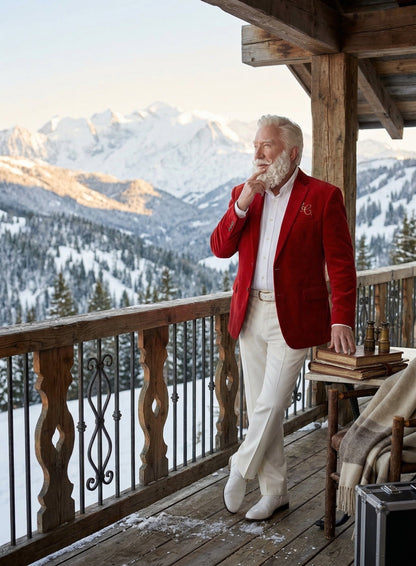 Men’s Red Velvet Blazer Santa Clauses Tim Allen Inspired Jacket – Festive Christmas Party Blazer, Holiday Costume Jacket Christmas New Year