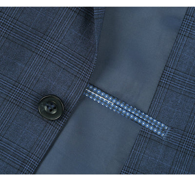 278-2 Men's 3-Piece Classic Fit Single Breasted Windowpane Suit 4 SO6278-2 classic suits_34S  - from alligatorwarehouse.com