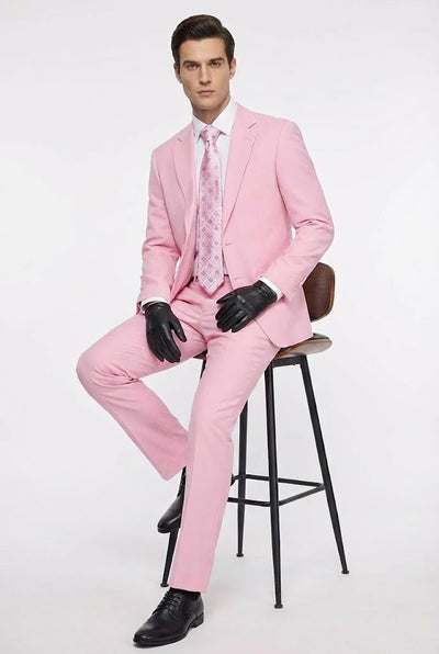 Men’s Pink Two-Piece Suit – Classic Fit Formal Jacket and Tailored Pants 4   - from alligatorwarehouse.com