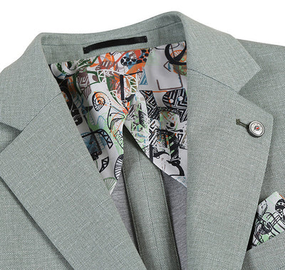 Half Canvas Slim Fit Blazer in Light Sage Gray 4 SO6PS24-4_Riserva-JKT_38R  - from alligatorwarehouse.com
