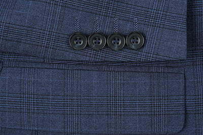 San Gemini Collection - 3 Piece Suit 2 Buttons Blue Glen Plaid Regular Fit 5 SO6278-2-Classic  - from alligatorwarehouse.com