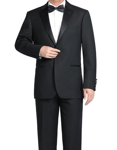 Classic Black Regular Fit 100% Wool Tuxedo Suit 1 SO6508-1-ClassicRibbon  - from alligatorwarehouse.com