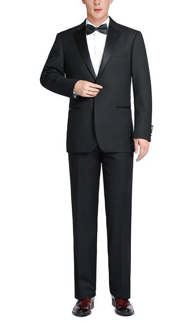 Classic Black Regular Fit 100% Wool Tuxedo Suit 2 SO6508-1-ClassicRibbon  - from alligatorwarehouse.com
