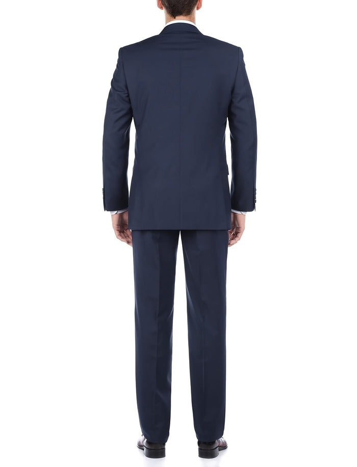 Bevagna Collection - Blue 100% Virgin Wool Regular Fit Pick Stitched 2 Piece Suit