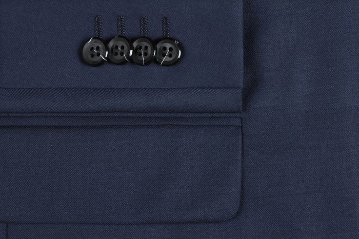 Bevagna Collection - Blue 100% Virgin Wool Regular Fit Pick Stitched 2 Piece Suit