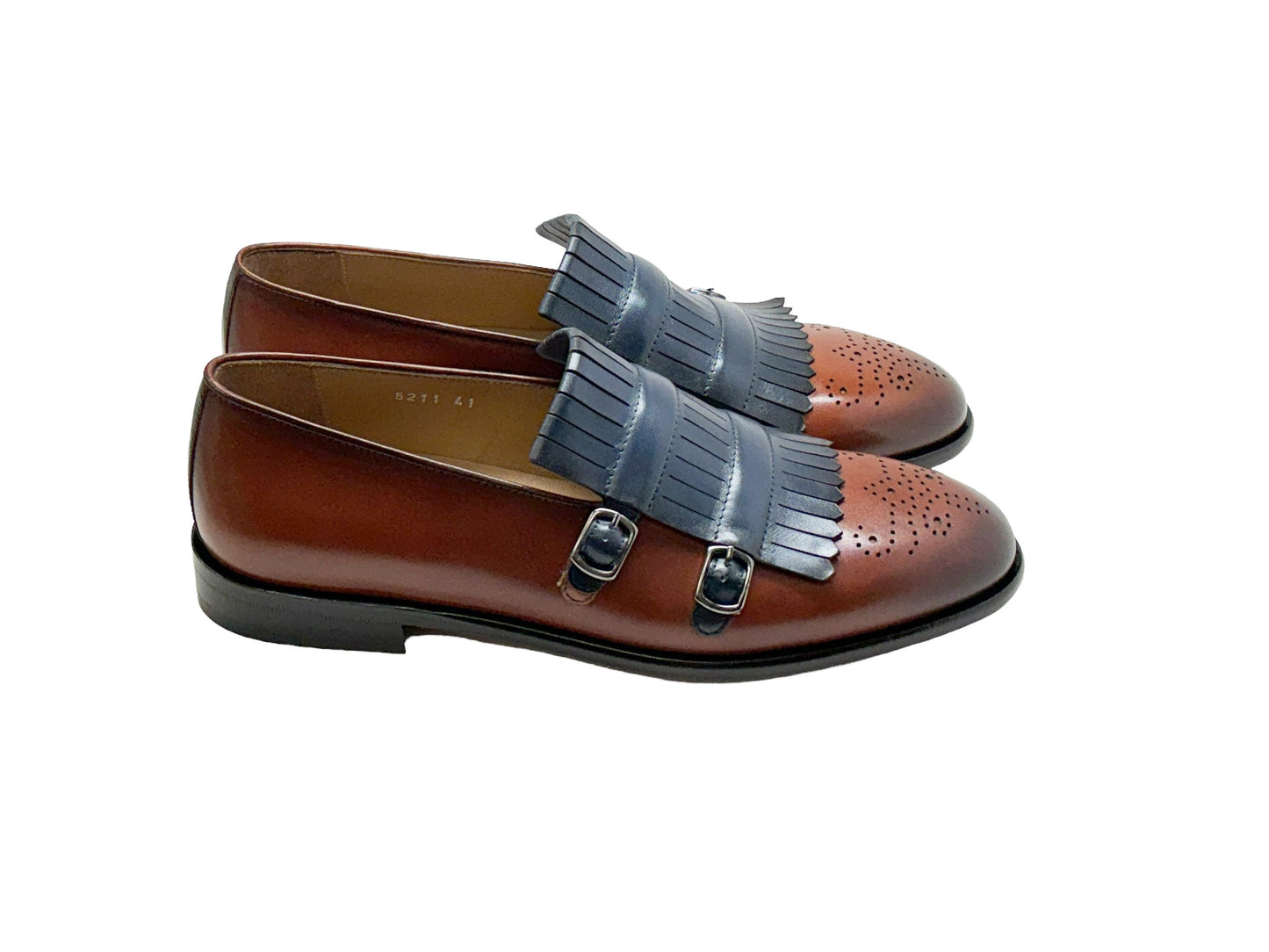 C0001901-5211 Kilt side buckle Loafer-Navy/Brown