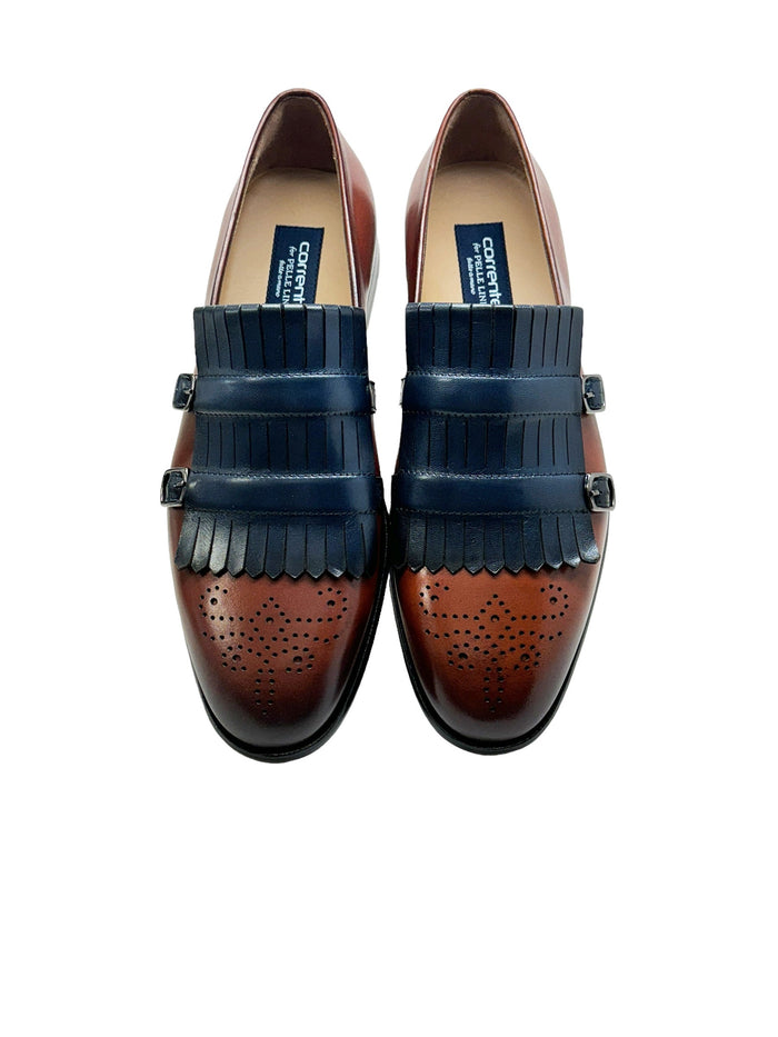 C0001901-5211 Kilt side buckle Loafer-Navy/Brown