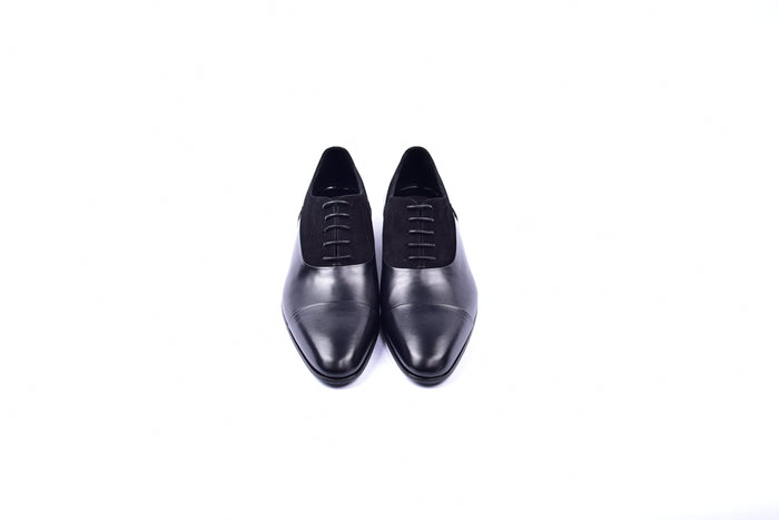 C0014041-5230 Plain toe lace up with suede vamp-Black