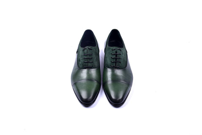 C0014040-5230 Plain toe lace up with suede vamp-Green