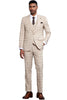 Men's Stacy Adams One Button Peak Lapel Vested Windowpane Plaid Suit in Tan 4 SM171H1-102-38R  - from alligatorwarehouse.com