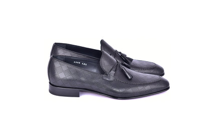 C0001113-5509 Tassel loafer with designed leather-Black
