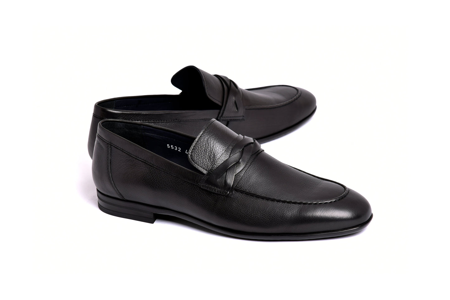 C160-5532 Deer skin Loafer- Black