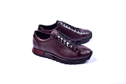 C0013041-5581  Genuine Ostrich Fashion Sneaker-  Burgundy