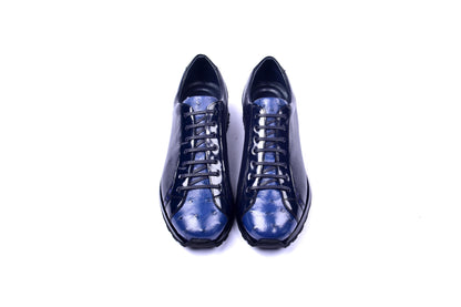 C0013042-5581  Genuine Ostrich Fashion Sneaker- Navy