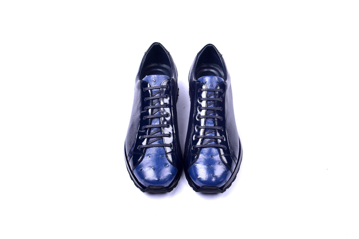 C0013042-5581  Genuine Ostrich Fashion Sneaker- Navy