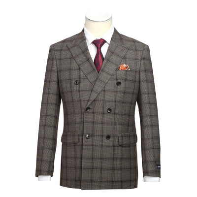 Men's 2 Piece Double Breasted Wool Blend Brown Slim Fit Suit 1 SO6565-7-NEWSLIM  - from alligatorwarehouse.com