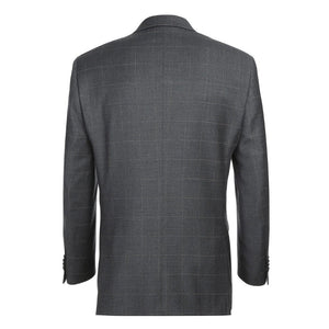 Gray Regular Fit Wool Blend Windowpane 2 Piece Suit