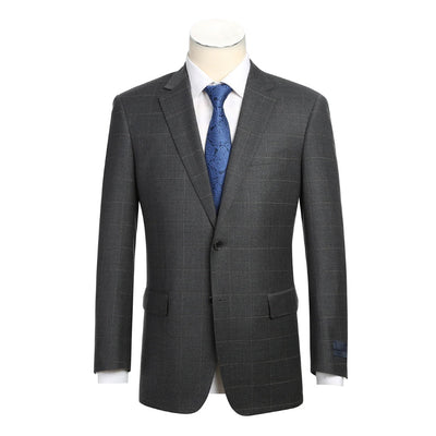 Gray Regular Fit Wool Blend Windowpane 2 Piece Suit 1 SO6566-6-CLASSIC  - from alligatorwarehouse.com