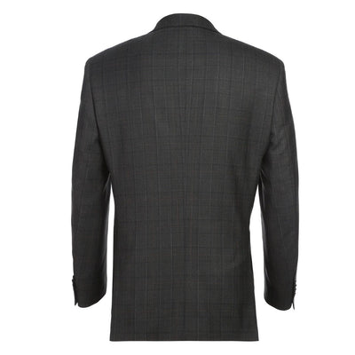 Black Regular Fit Wool Blend Windowpane 2 Piece Suit 2 SO6566-9-CLASSIC  - from alligatorwarehouse.com