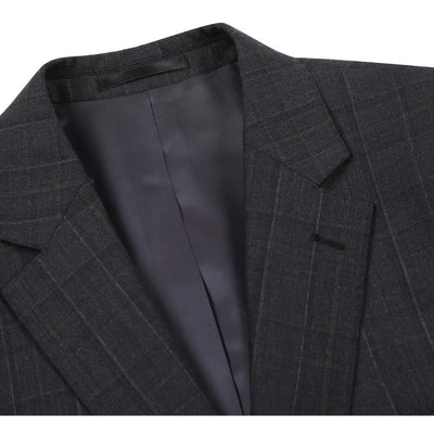 Black Regular Fit Wool Blend Windowpane 2 Piece Suit 4 SO6566-9-CLASSIC  - from alligatorwarehouse.com
