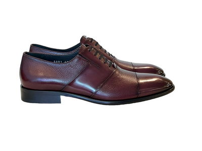 C0142-5691 Cap Toe Tie-less deer skin- Burgundy
