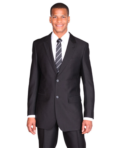 Mens 2 Button Peak Lapel Shiny Sharkskin Suit in Black 1 0U-4828  - from alligatorwarehouse.com