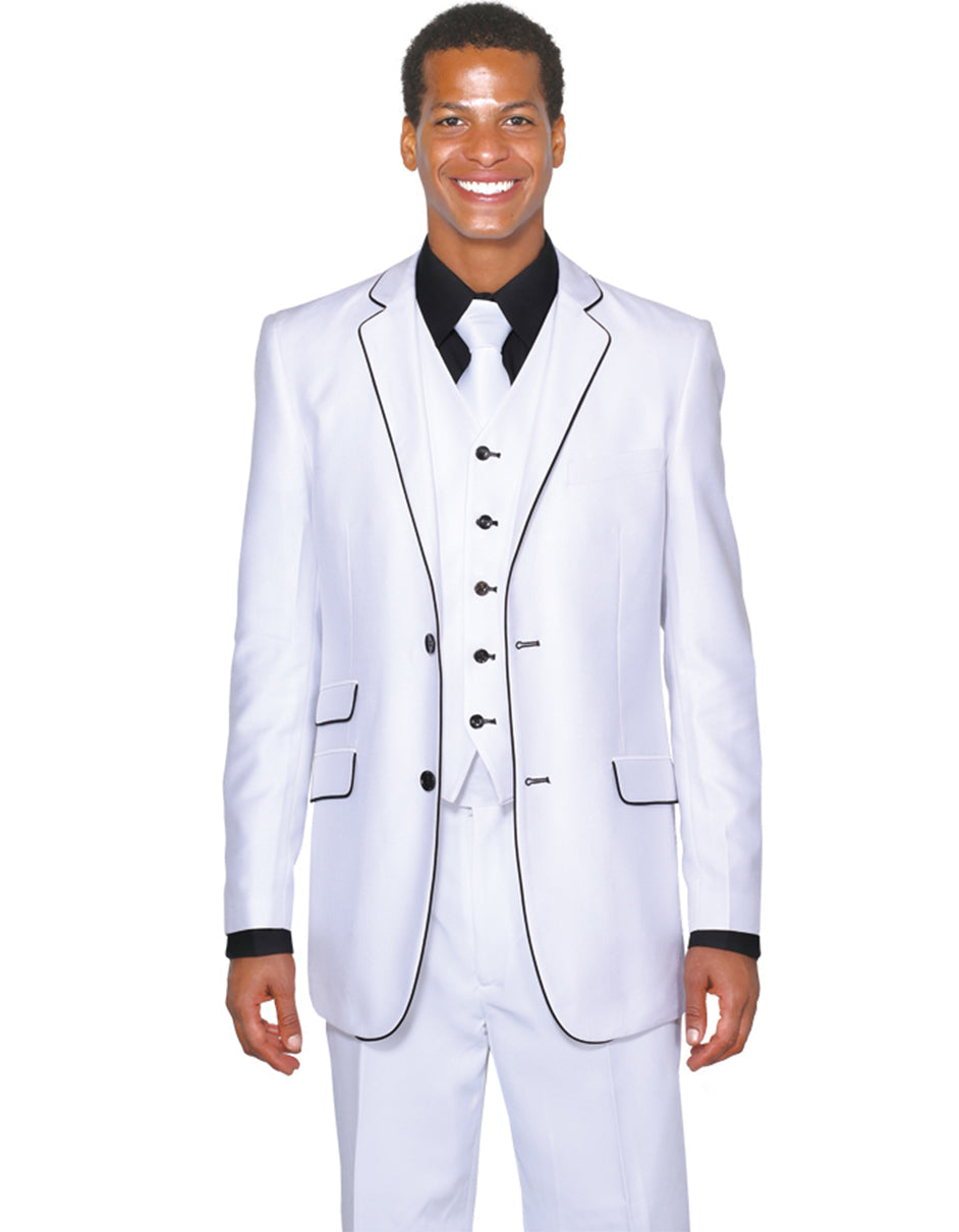 Mens 2 Button Vested Trim Tuxedo in White 1 38-8955  - from alligatorwarehouse.com