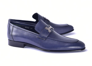 Corrente 5760 Burnished Calfskin Loafer - Navy - Navy - Size 13