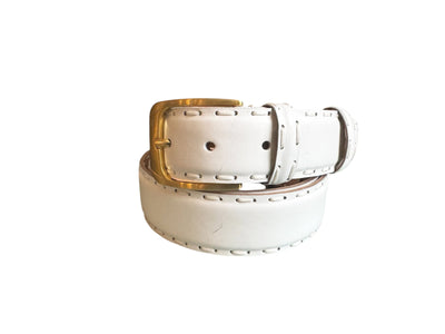CBelt-5776 Smooth Leather Belt-White