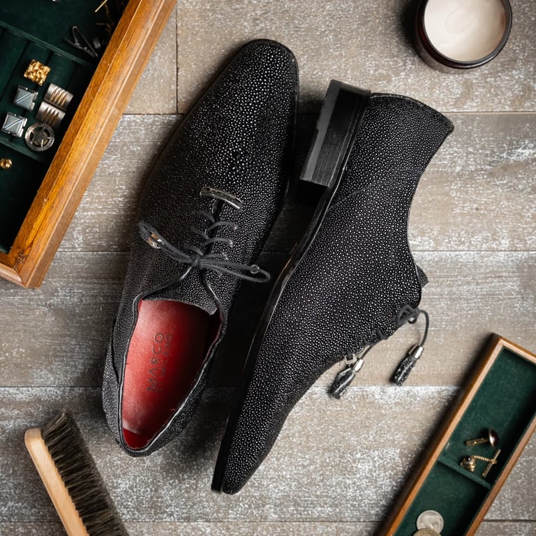 Marco Di Milano Rimini Black Genuine Stingray Exotic Lace-Up Dress Shoes - view 9