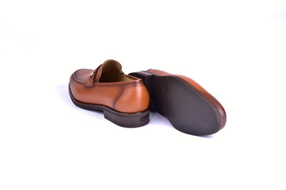 C001102-5844 Deer Skin Buckle Loafer- Tan