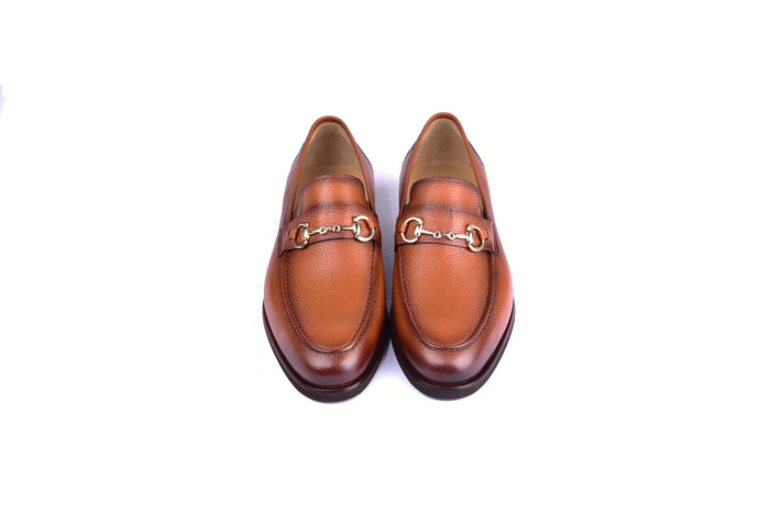 C001102-5844 Deer Skin Buckle Loafer- Tan