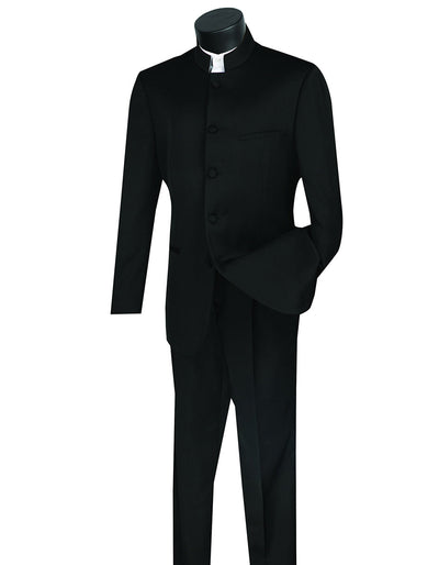 Mens 5 Button Mandarin Collar Tuxedo Suit in Black 1 IZ-7160  - from alligatorwarehouse.com