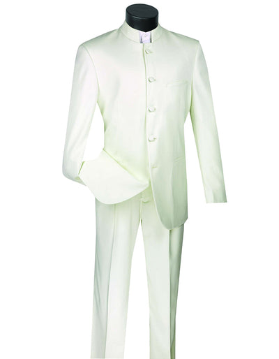 Mens 5 Button Mandarin Collar Tuxedo Suit in Ivory 1 FA-6760  - from alligatorwarehouse.com