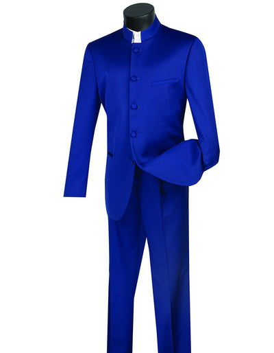 Mens 5 Button Mandarin Collar Tuxedo Suit in Navy 1 AW-2131  - from alligatorwarehouse.com