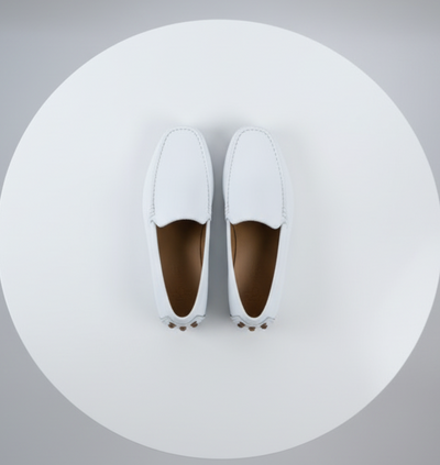 Men’s Mundo White Leather Loafers – Classic Slip-On Dress Shoes for Casual and Formal Wear 4   - from alligatorwarehouse.com