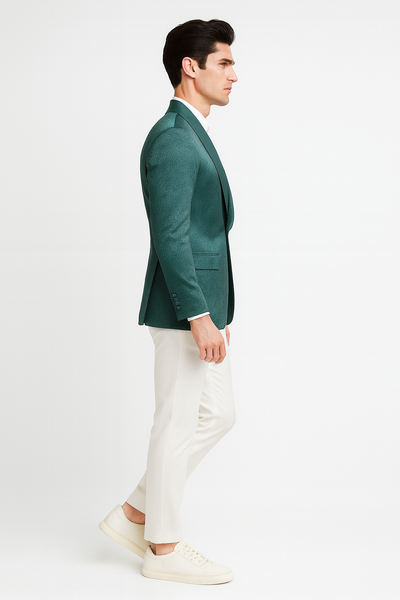 Men’s Teal Green Floral Jacquard Blazer – Slim Fit Tuxedo Jacket for Weddings, Proms, and Parties 6   - from alligatorwarehouse.com